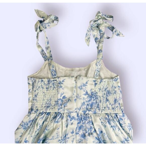 NWT American Eagle AE Corset Tie Strap Floral Midi Dress Blue Size Small - Picture 11 of 13